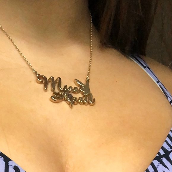 Playboy Necklace Miss April Gold Plated Bunny 17" - Picture 7 of 14